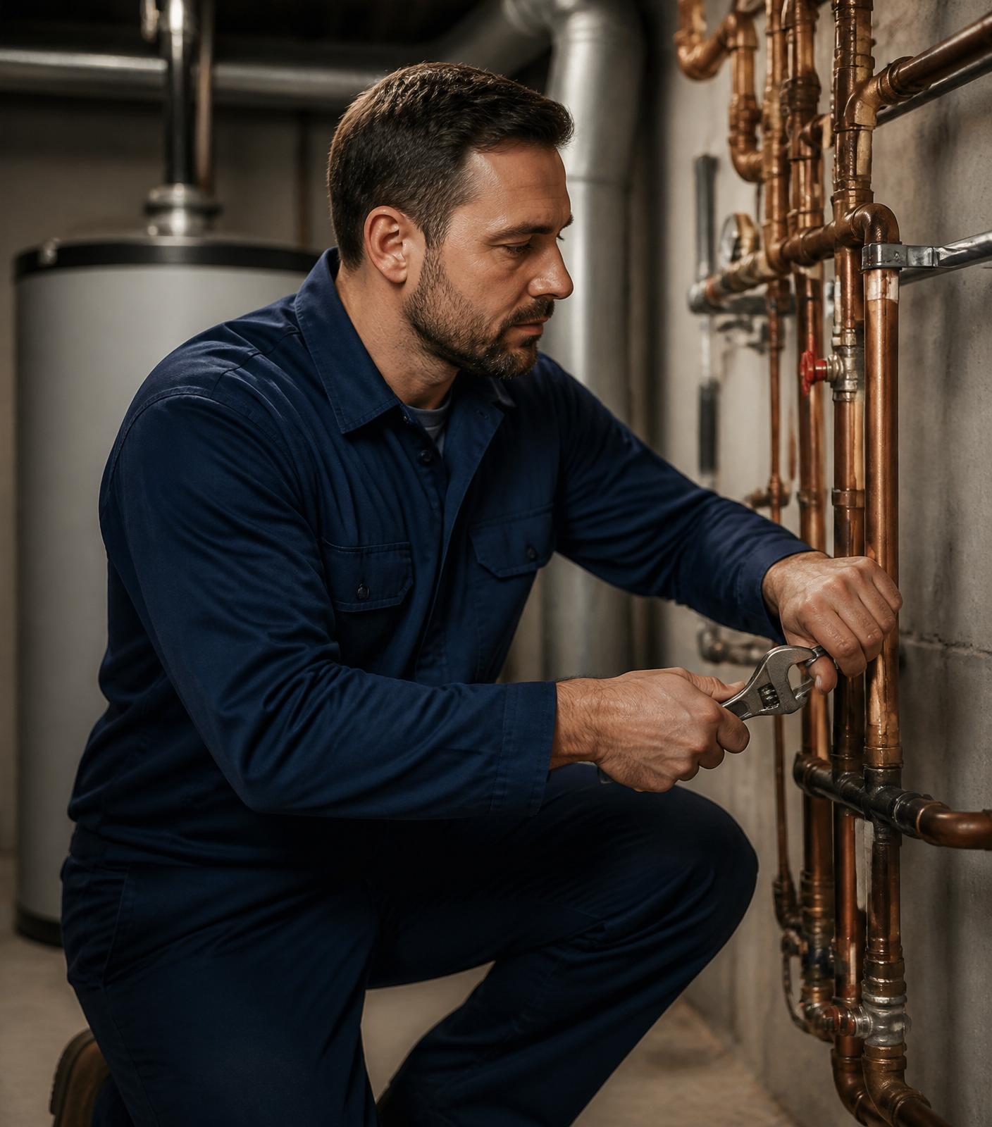 Marzano plumbing technician at work